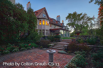 Cranbrook House and Gardens House Exterior at Dusk. Photo credit Colton Graub. Link to Gifts of Cash, Checks, and Credit Cards